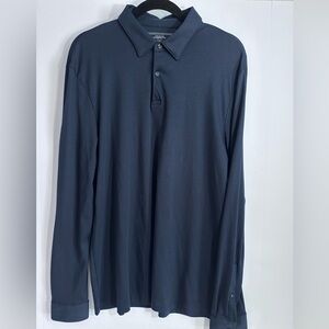 Charles Tyrwhitt Navy Long Sleeve Polo Shirt